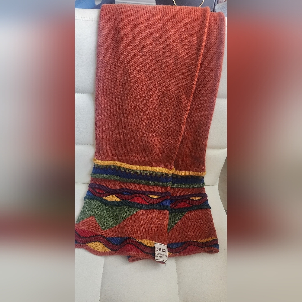 New Alpacas Illary Colorful Knit Scarf with Geometric Patterns 62"×7.5"